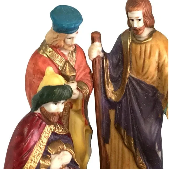 Porcelain Multicolor Nativity Scene 4” Republic Import Co Christmas Collection - Picture 4 of 10